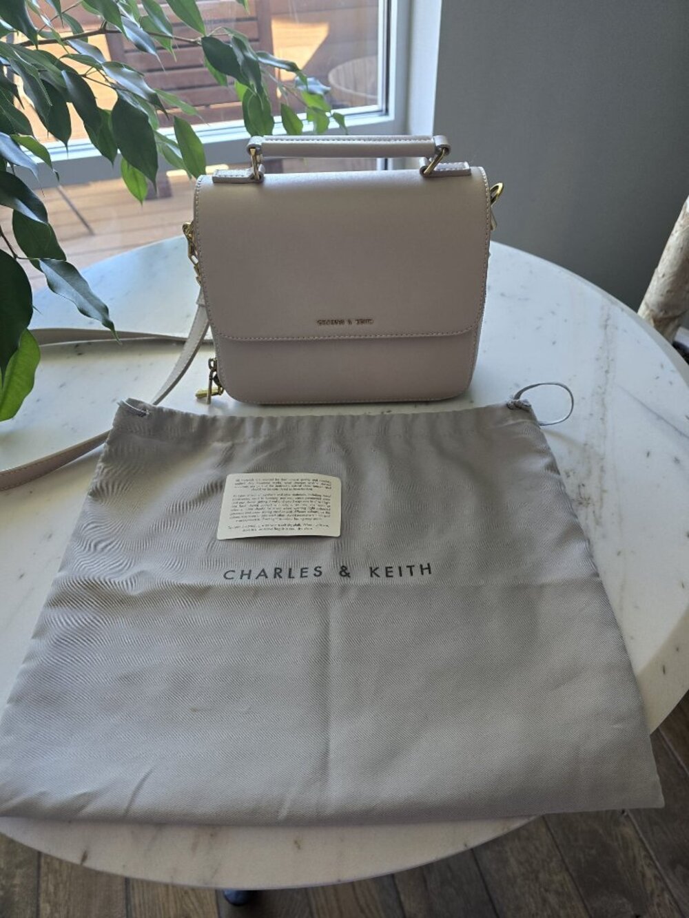 Charles and Keith Front Flap Top Handle Bag - Ivory Like new with tags